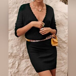 Sézane Cordelia Dress, Knitted, Long sleeves, Black, XS,